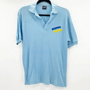 Screen Stars Men's Blue Y2k Reno Polo‎ Shirt Size M